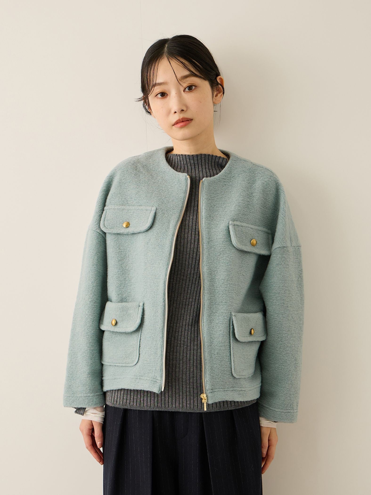 イタリアンエアリー4ポケットZIPブルゾン≪手洗い可能≫