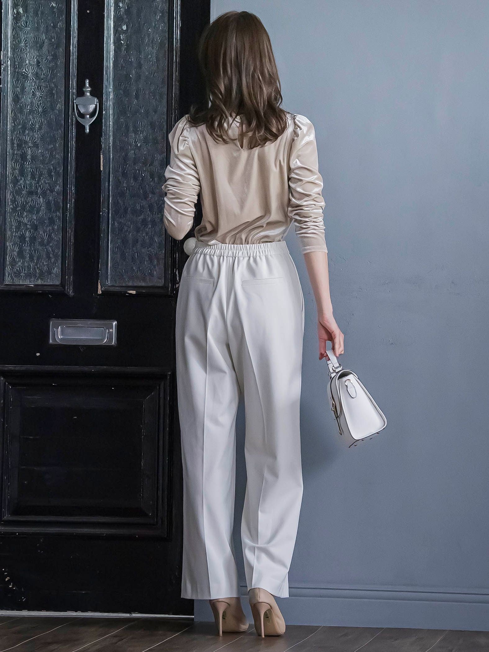 キラキラボタンワイドパンツ≪手洗い可能≫