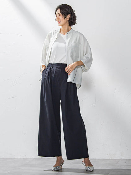 【カタログ掲載】タックボリュームワイドパンツ≪洗濯機で洗える≫