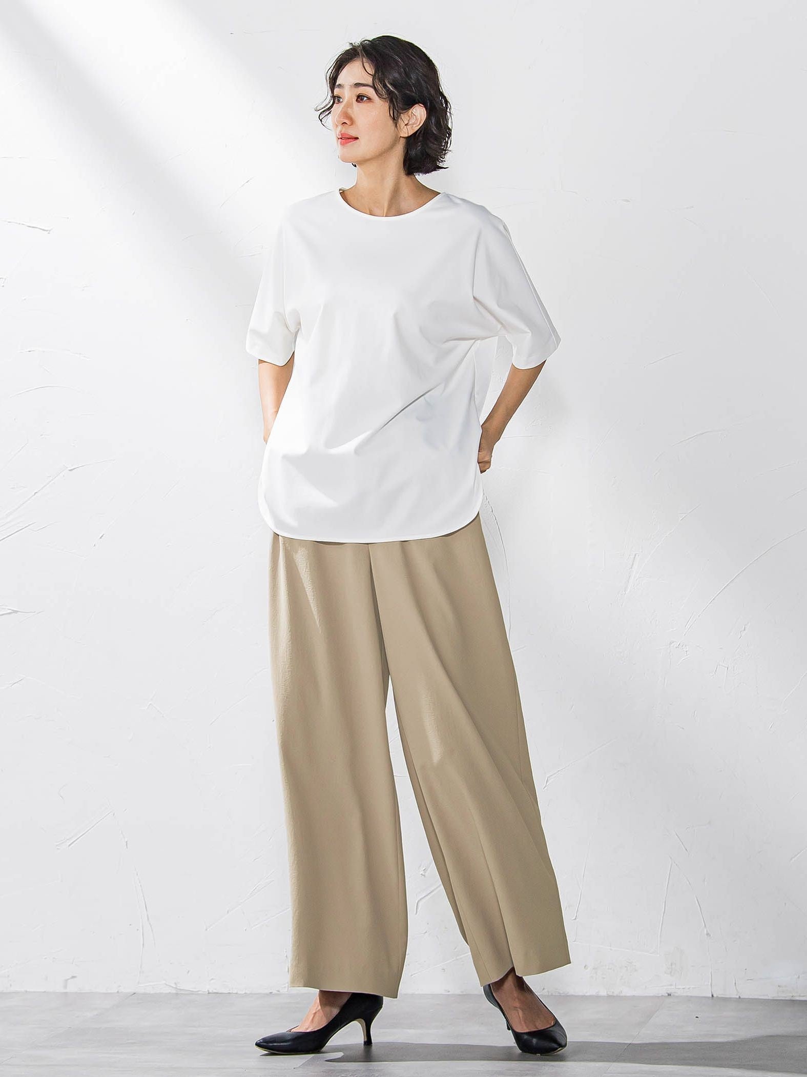 【大きいサイズ】キレリワイドパンツ≪洗濯機で洗える≫