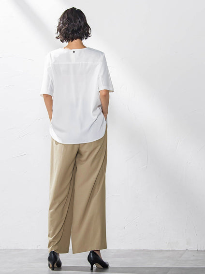 【大きいサイズ】キレリワイドパンツ≪洗濯機で洗える≫
