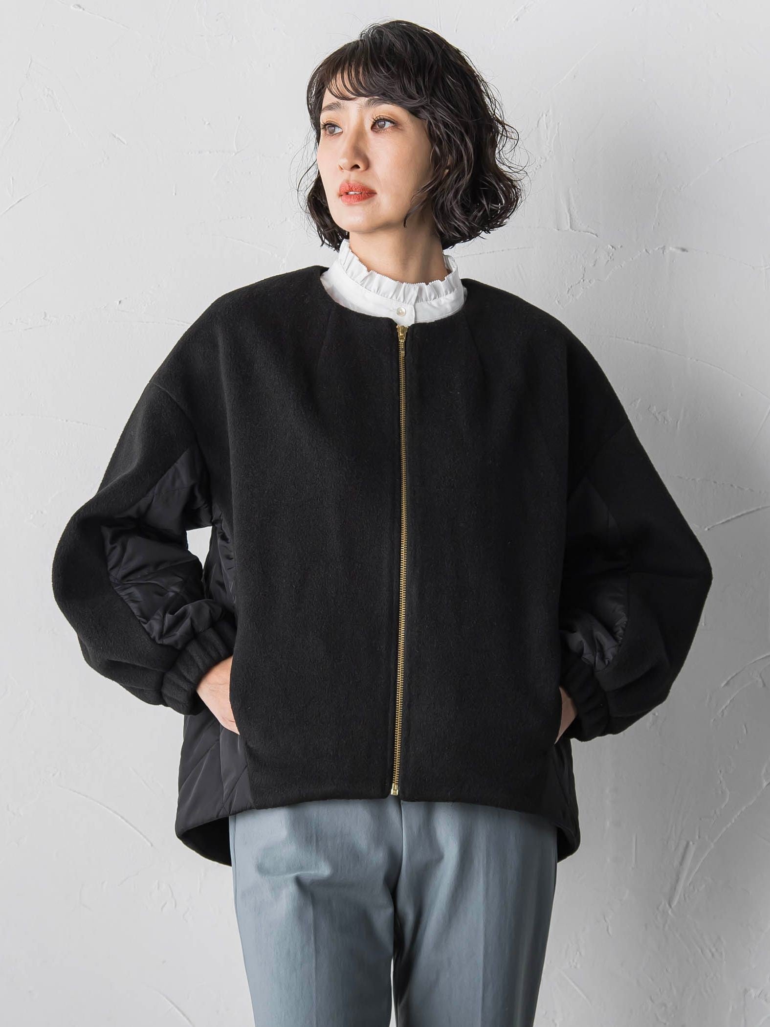 【biyori】キルティングノーカラーブルゾン