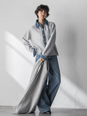 デニムレイヤード風カーディガン≪手洗い可能≫