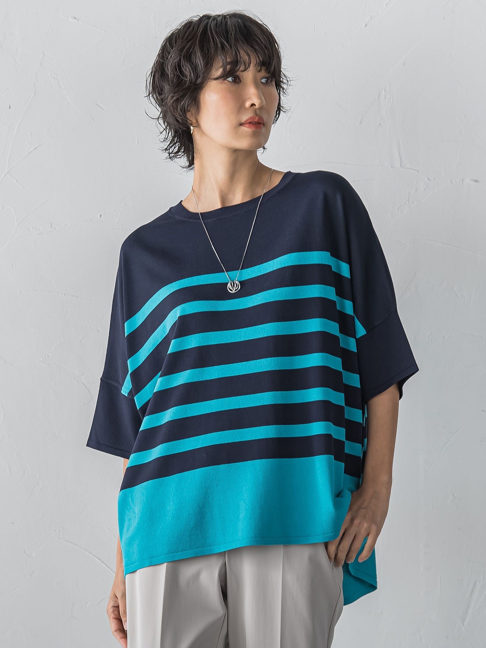 【WEB限定】”涼感”ボーダーニット