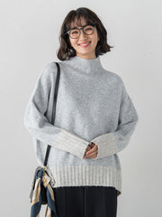 【WEB限定】”ふんわり配色の”もっちりハイネックニット