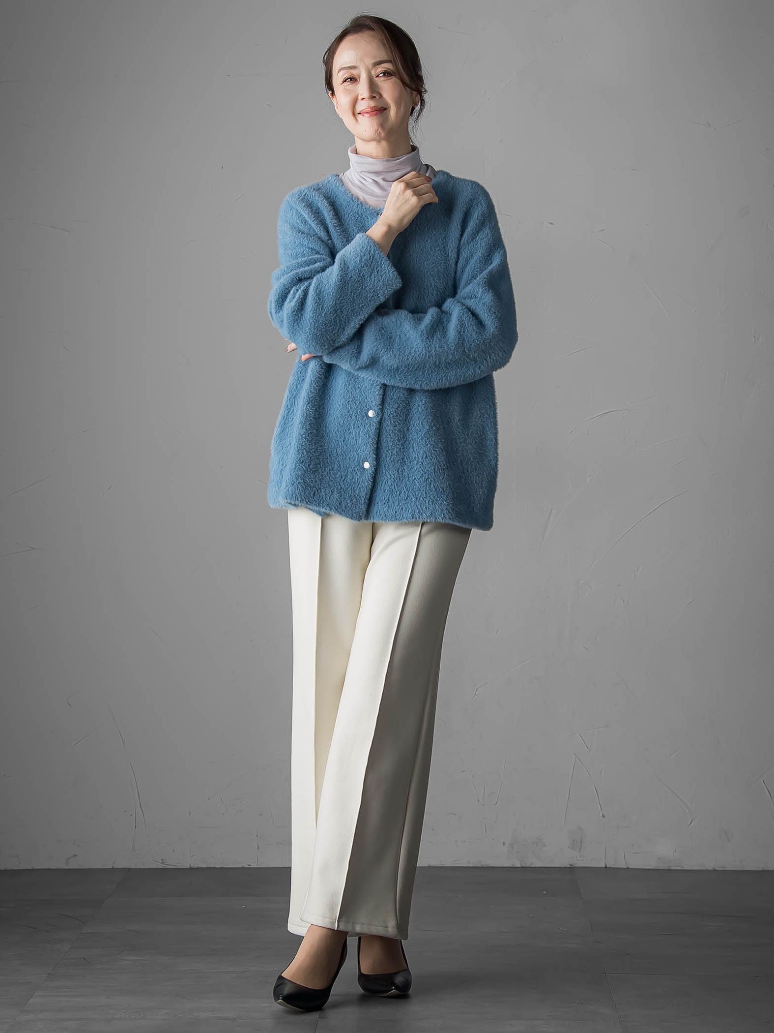 【WEB限定/大きいサイズ】”楽暖”裏起毛ワイドパンツ≪洗濯機で洗える≫