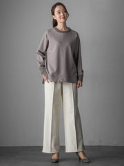 【WEB限定/大きいサイズ】”楽暖”裏起毛ワイドパンツ≪洗濯機で洗える≫