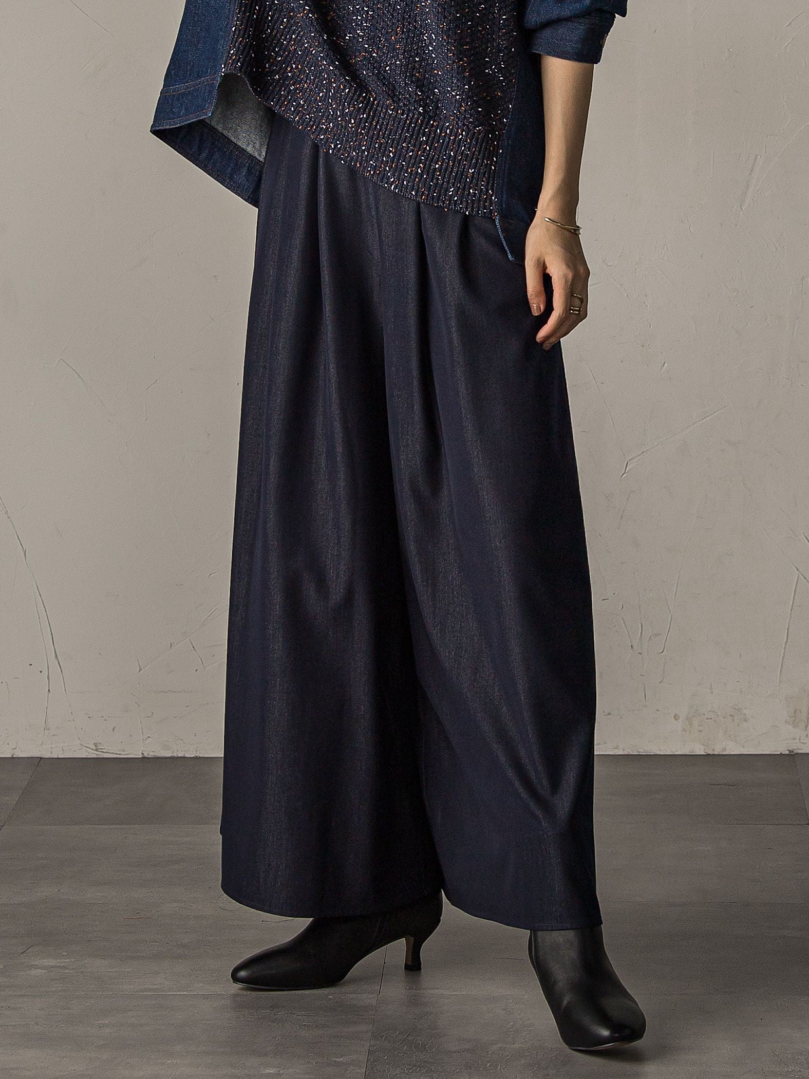 【新色追加】フレアヘムキュロットパンツ≪洗濯機で洗える≫