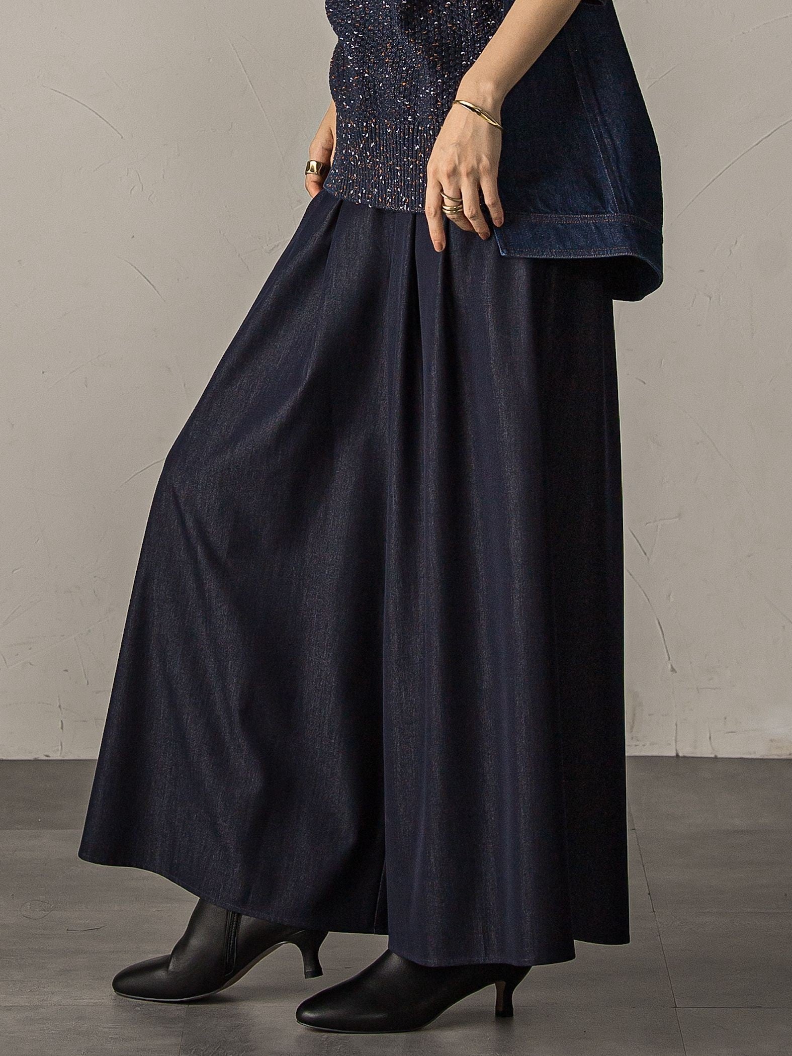 【新色追加】フレアヘムキュロットパンツ≪洗濯機で洗える≫