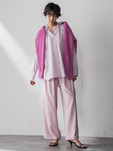 ストライプフーディオーバーシャツ≪手洗い可能≫