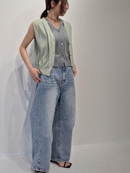 【2piece】sheer layerd vest