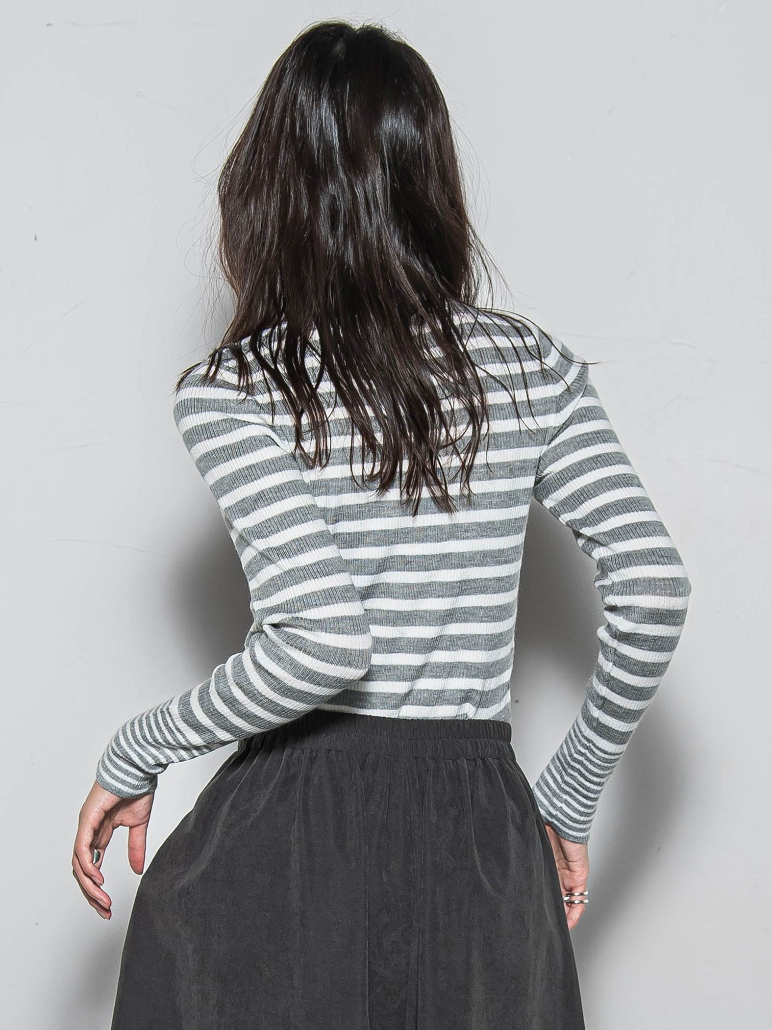 【WEB限定】タートルネックボーダーニットプルオーバー≪手洗い可能≫