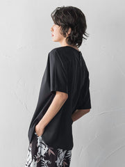 バックサテン切り替えスムースカットソー