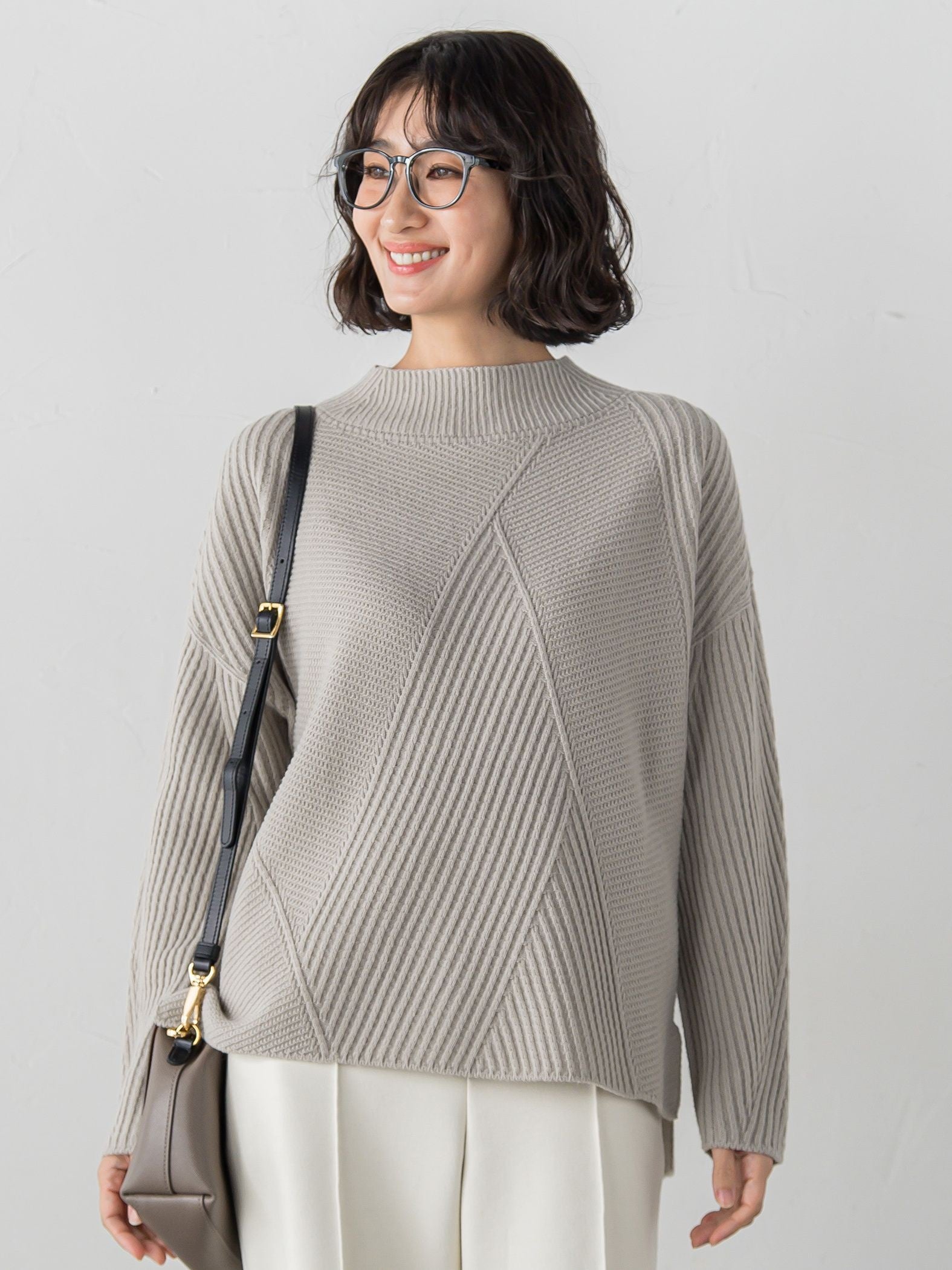 【大きいサイズ】ヘリンボーンニット