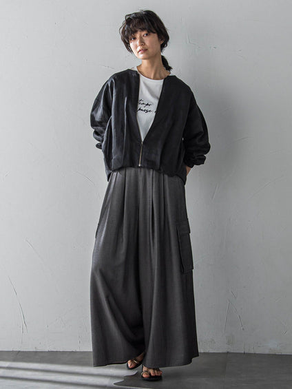 シャンブレーカーゴキュロットパンツ