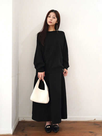 ［SET］Crew Neck×A-Line Knit Setup≪手洗い可能≫