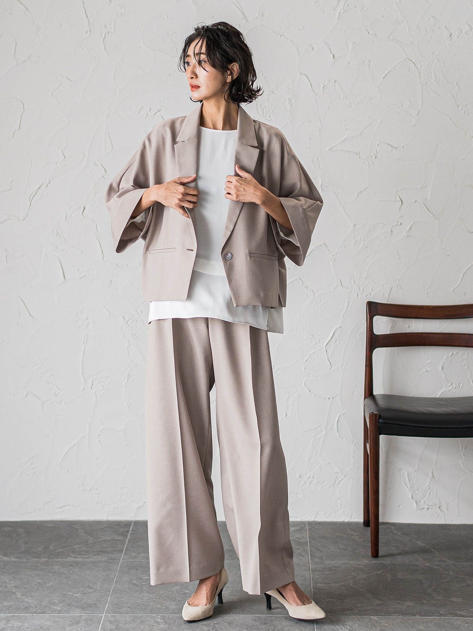 【WEB限定】タックワイドパンツ≪洗濯機で洗える≫