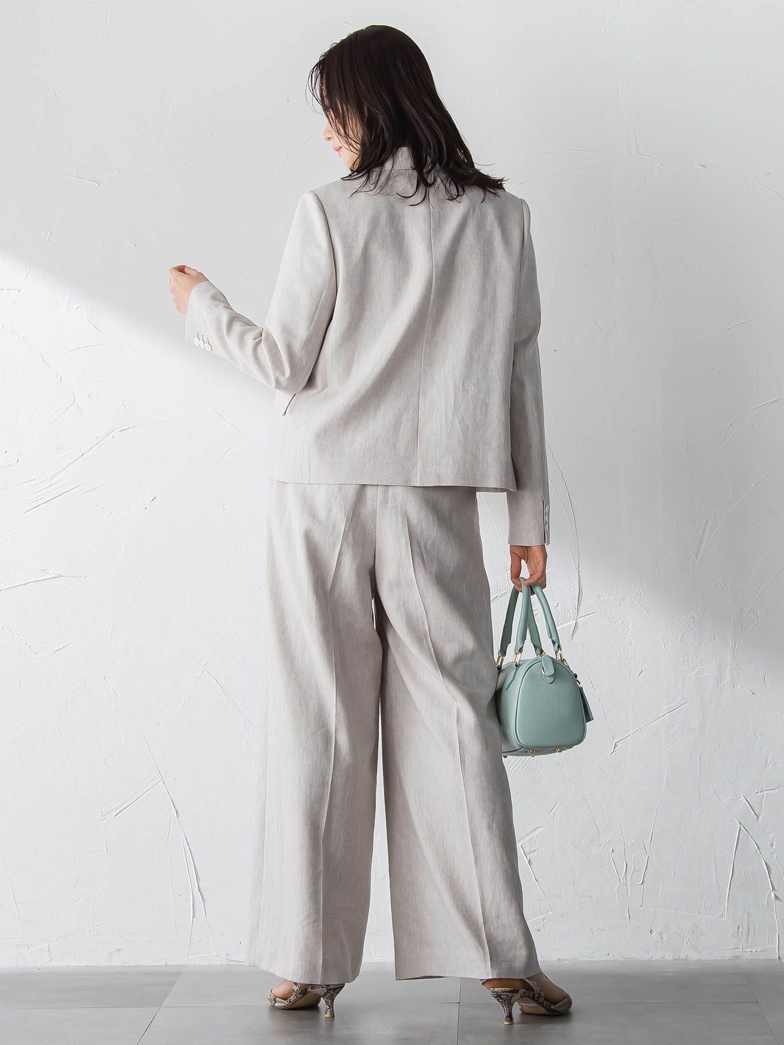 クラシックポリリネンヘリンボンジャケット≪手洗い≫