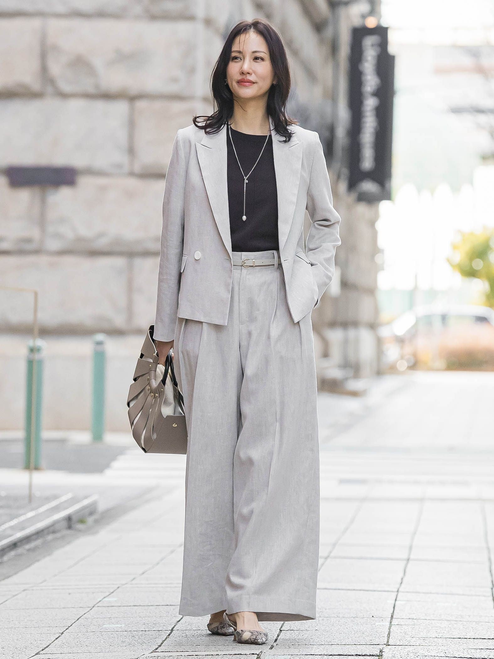 クラシックポリリネンヘリンボンジャケット≪手洗い≫