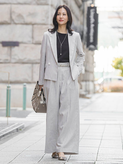 クラシックポリリネンヘリンボンジャケット≪手洗い≫