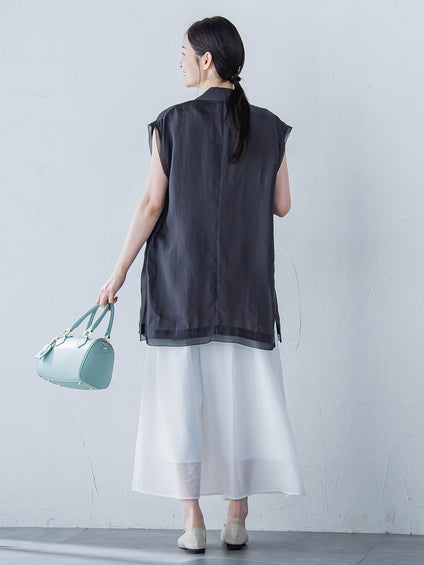 【WEB限定】フィブリルタフタロングジレ ≪手洗い可能≫