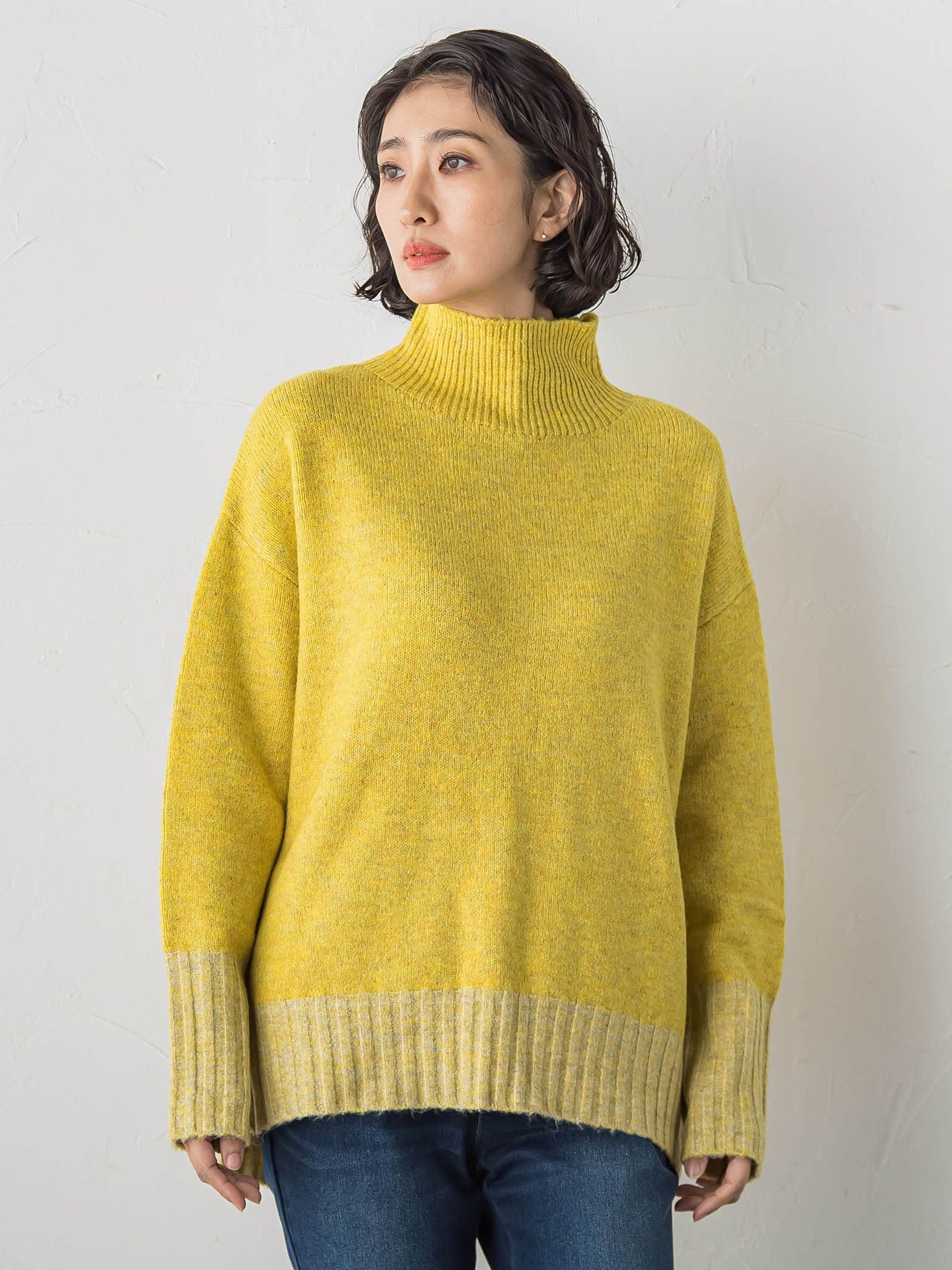 【WEB限定】”ふんわり配色の”もっちりハイネックニット