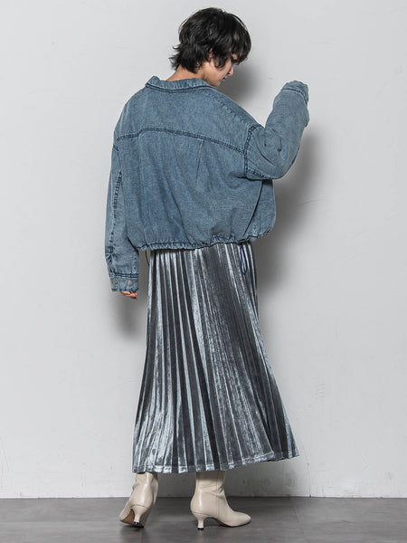 【WEB限定】ストレッチベロアプリーツスカート≪手洗い可能≫