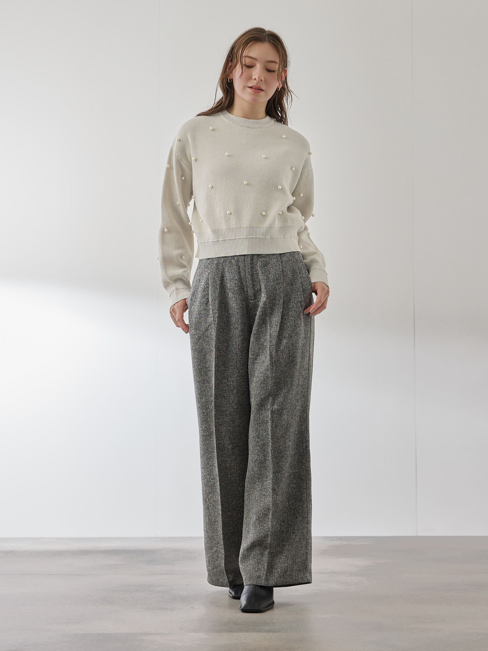 パールドットニットプルオーバー≪手洗い可能≫