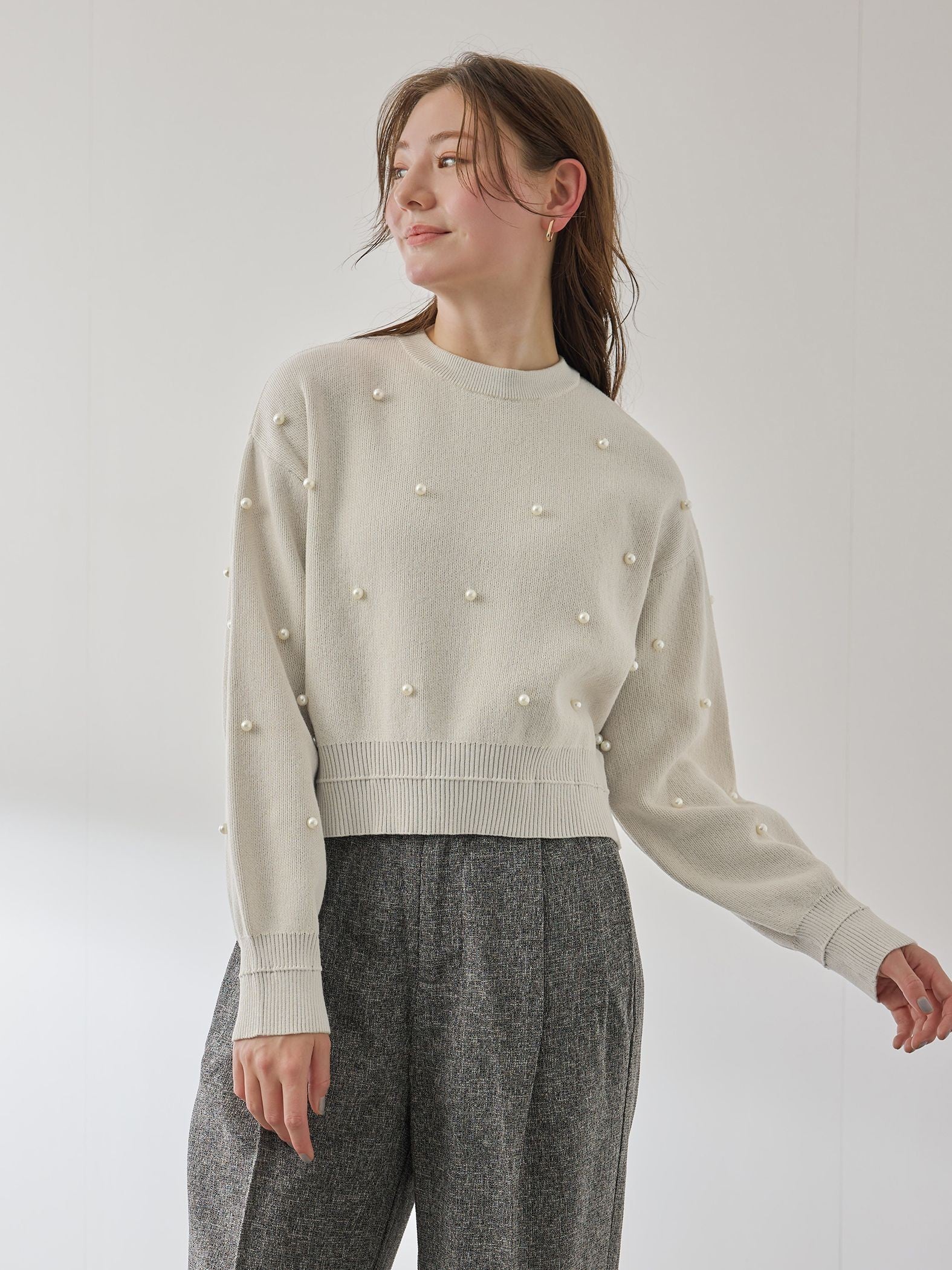 パールドットニットプルオーバー≪手洗い可能≫