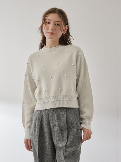 パールドットニットプルオーバー≪手洗い可能≫