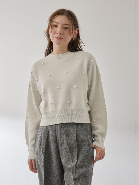 パールドットニットプルオーバー≪手洗い可能≫