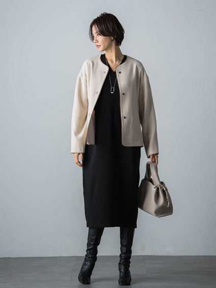 【WEB限定】LANABLENDニットワンピース≪洗えるニット/Lサイズあり≫