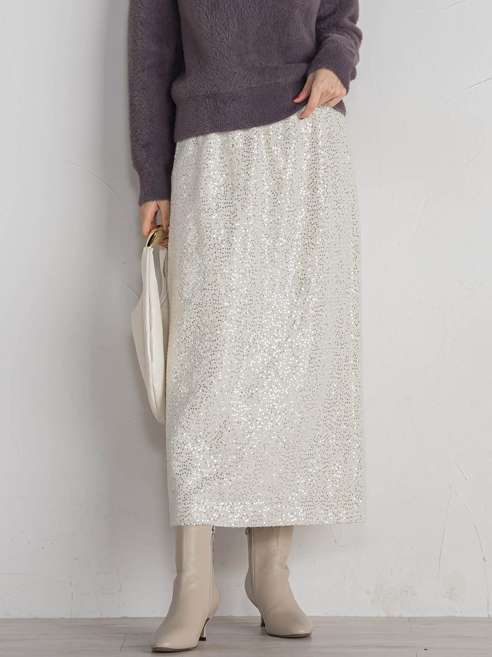 スパンコールIラインスカート≪手洗い可能≫