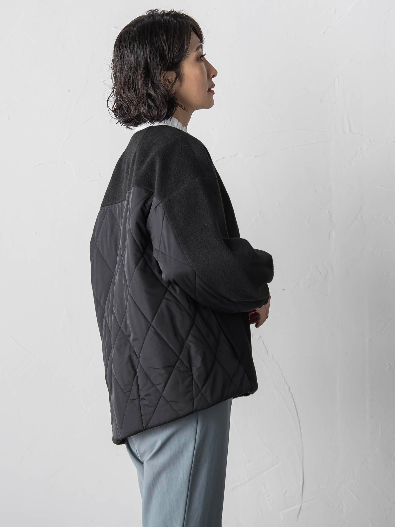 【biyori】キルティングノーカラーブルゾン