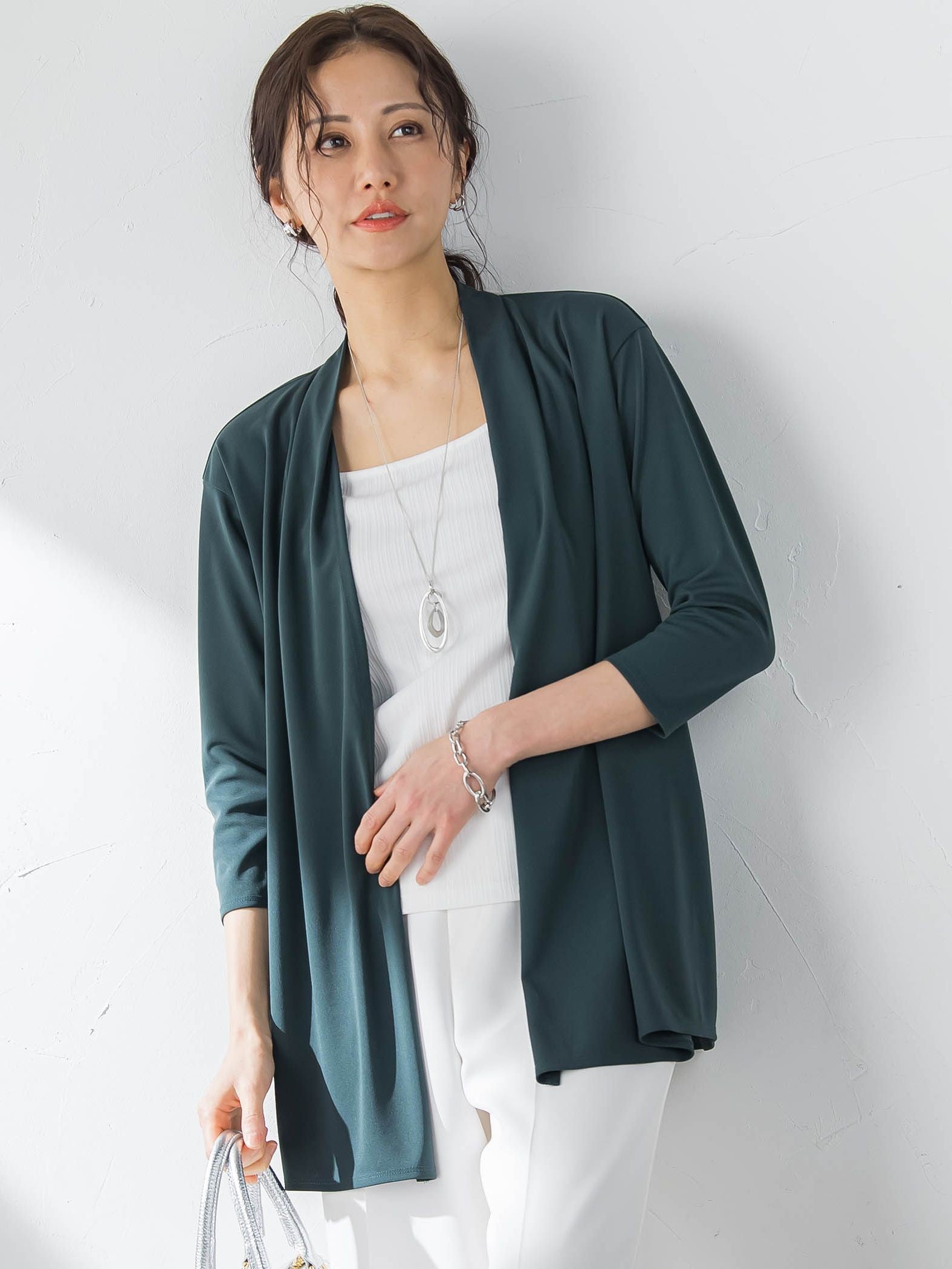 【WEB限定】ひやさらシワレス着流しカーディガン