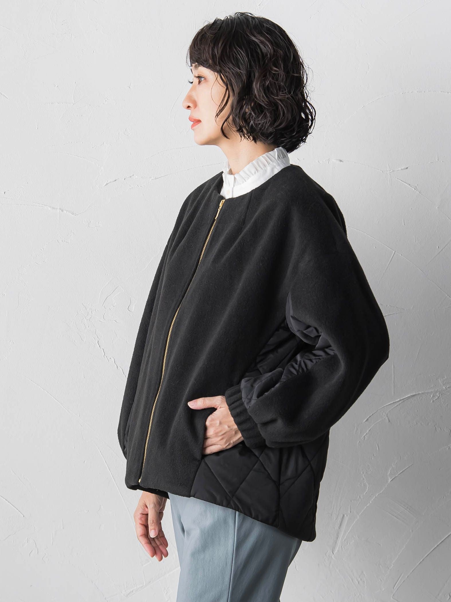 【biyori】キルティングノーカラーブルゾン