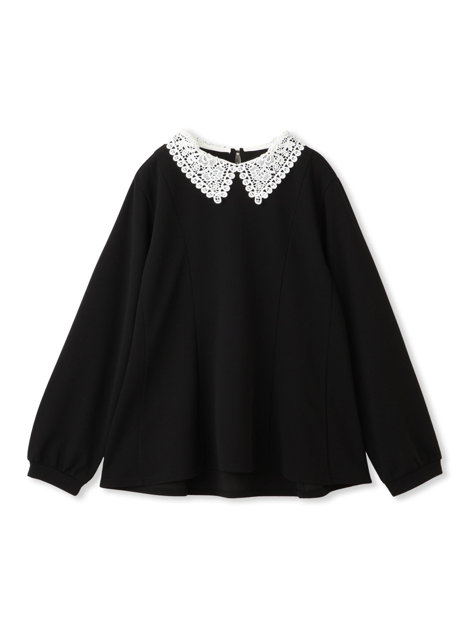 カットジョーゼットレースカラーフレアプルオーバー