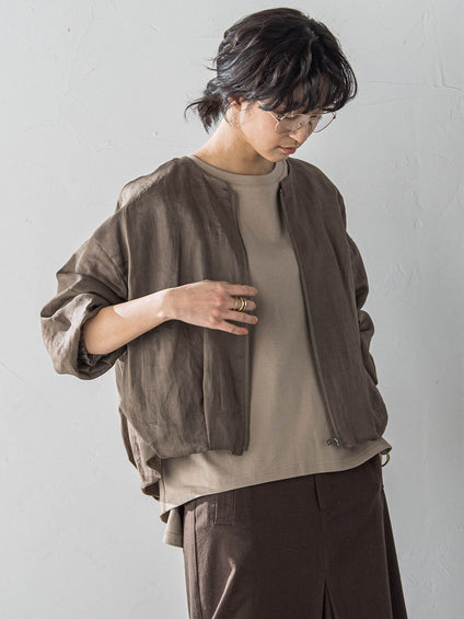 リネンシアータックブルゾン≪手洗い可能≫