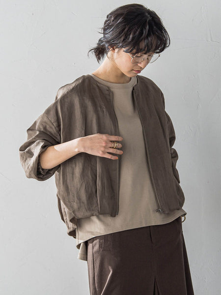 リネンシアータックブルゾン≪手洗い可能≫