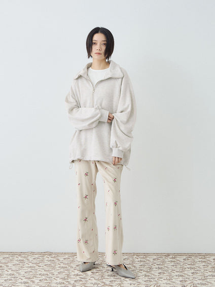 ハーフジップ裏毛プルオーバー