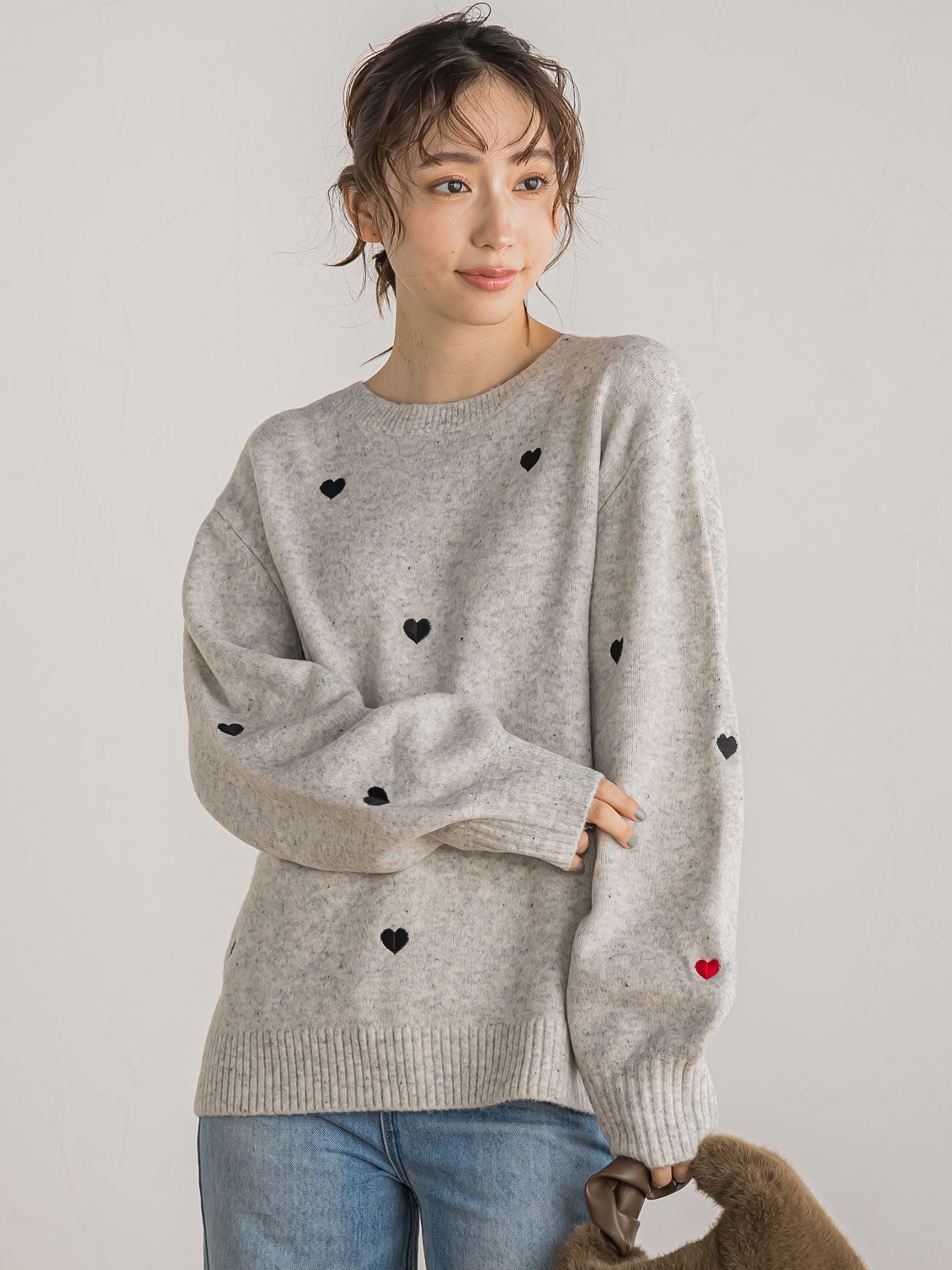 WEB限定】ハート刺繍ニット≪手洗い可能≫ | Droite lautreamont