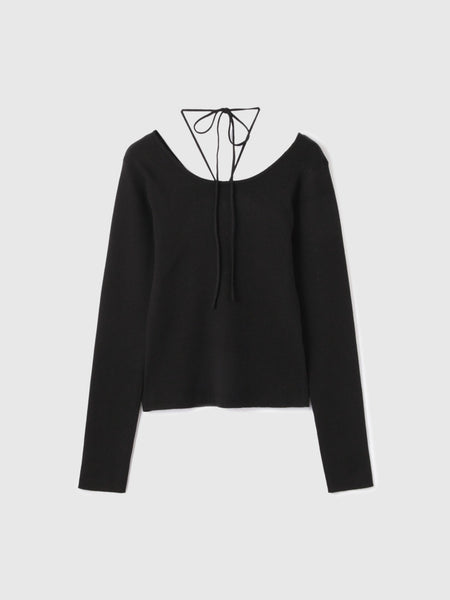 ストリング付バレエネックリブニット≪手洗い可能≫