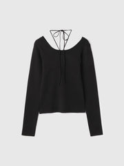 ストリング付バレエネックリブニット≪手洗い可能≫