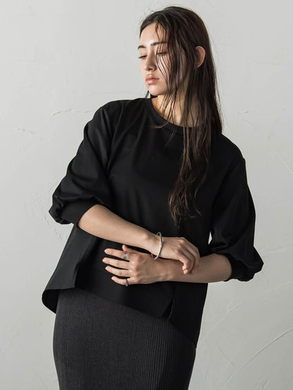 異素材コンビネーションプルオーバー≪洗濯機で洗える≫