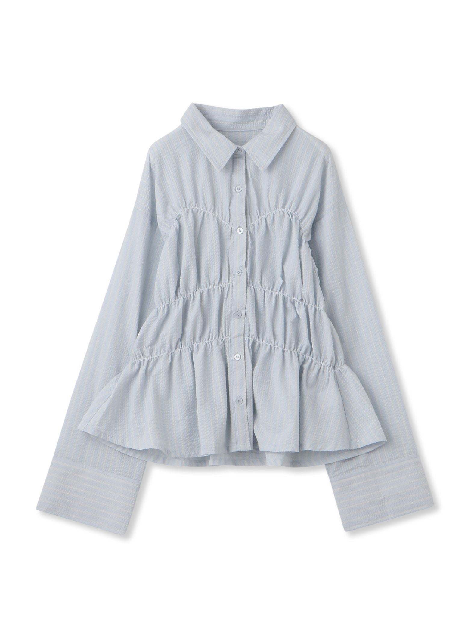 ストライプシャーリングシャツ≪手洗い可能≫