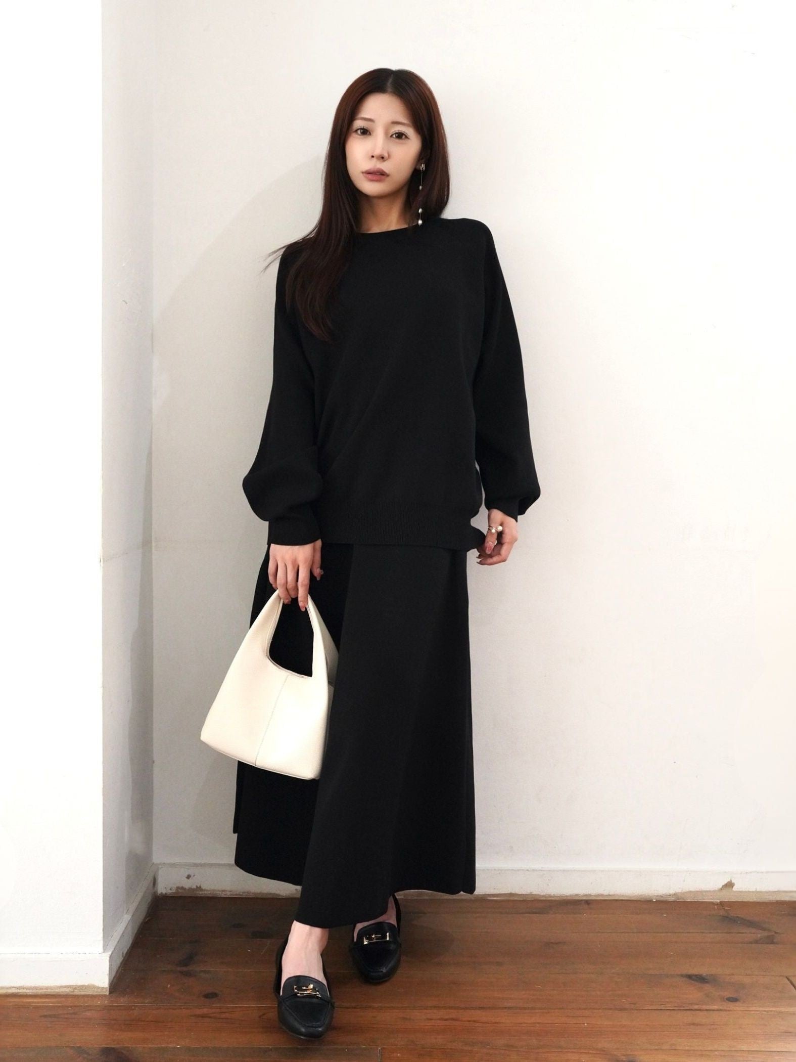 ［SET］Crew Neck×A-Line Knit Setup≪手洗い可能≫