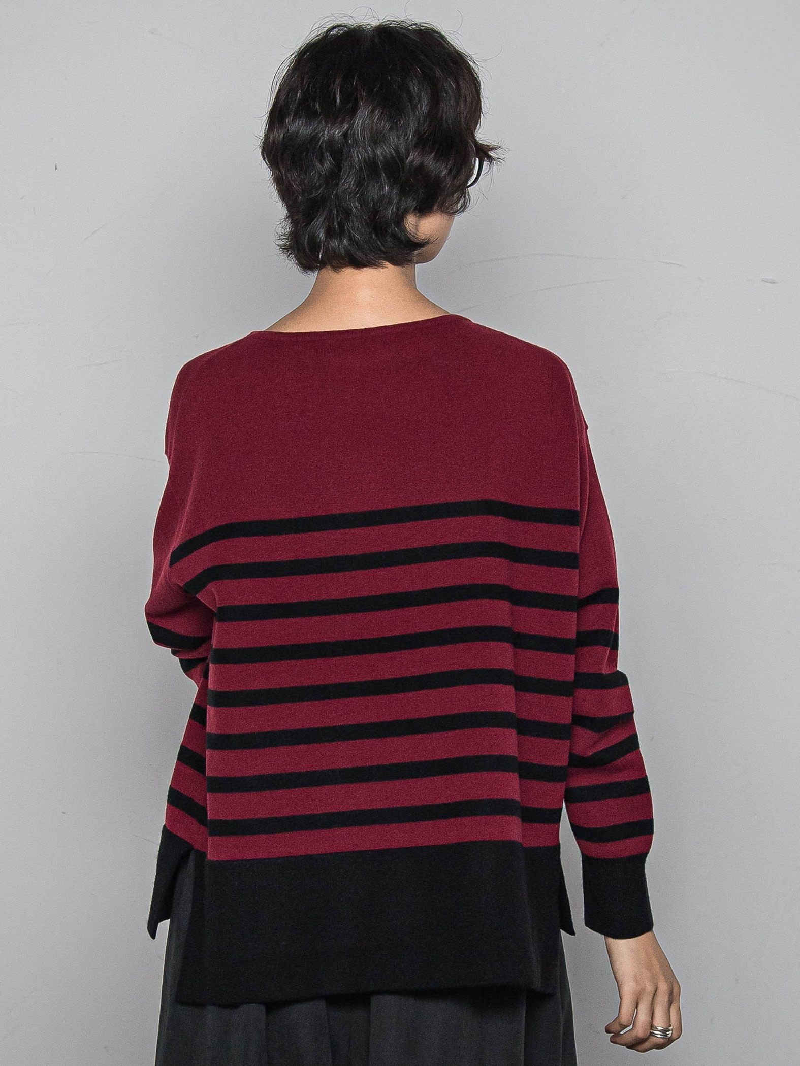 【ふわもち】ボーダーニット≪洗濯機で洗える≫