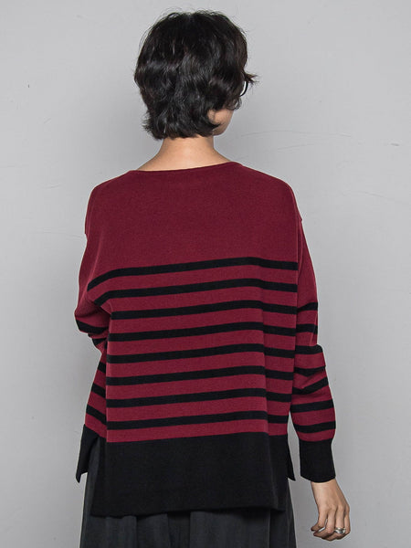 【ふわもち】ボーダーニット≪洗濯機で洗える≫