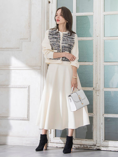 CLARENSONミックスツイードカーディガン