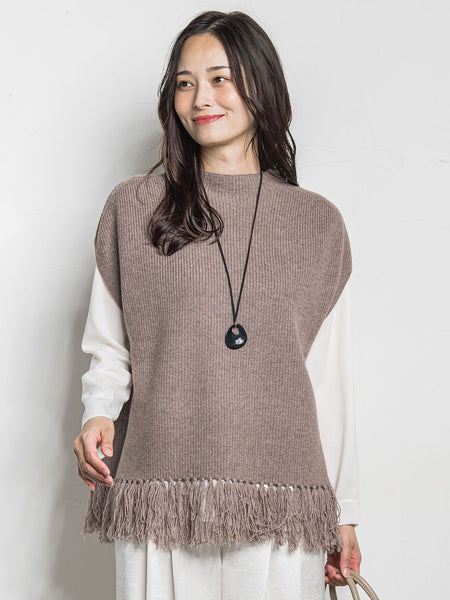 カシミヤシルクフリンジベスト